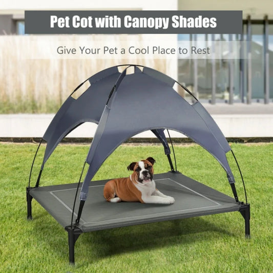 Dog Bed Portable Elevated with Removable Canopy