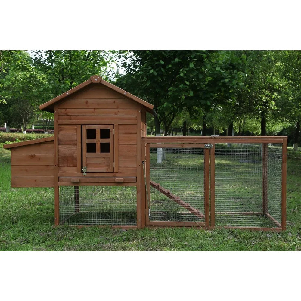 Outdoor 80'' Weatherproof Wooden Chicken Coops Nest Box