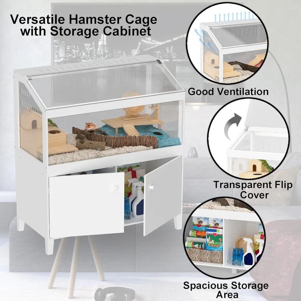 Hamster Cage with Storage Cabinet Large Habitat