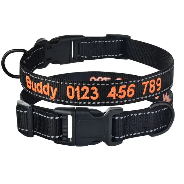 Nylon Dog Collar Personalized Embroidered ID Collars