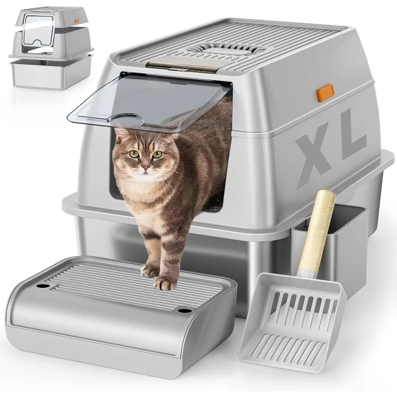 Steel Cat Litter Box with Lid
