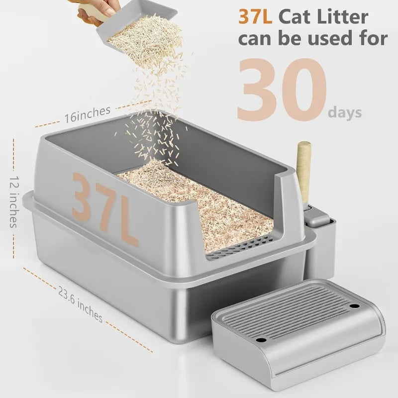 Steel Cat Litter Box with Lid