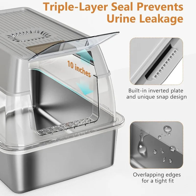 Steel Cat Litter Box with Lid