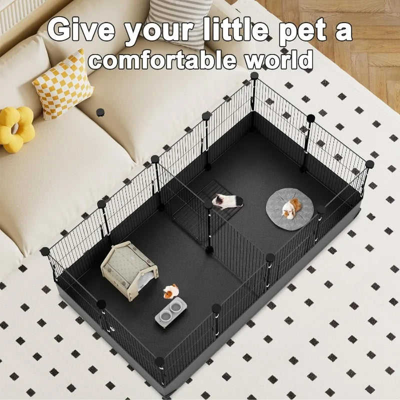 Guinea Pig Playpen with 14 Panels & Divided Room