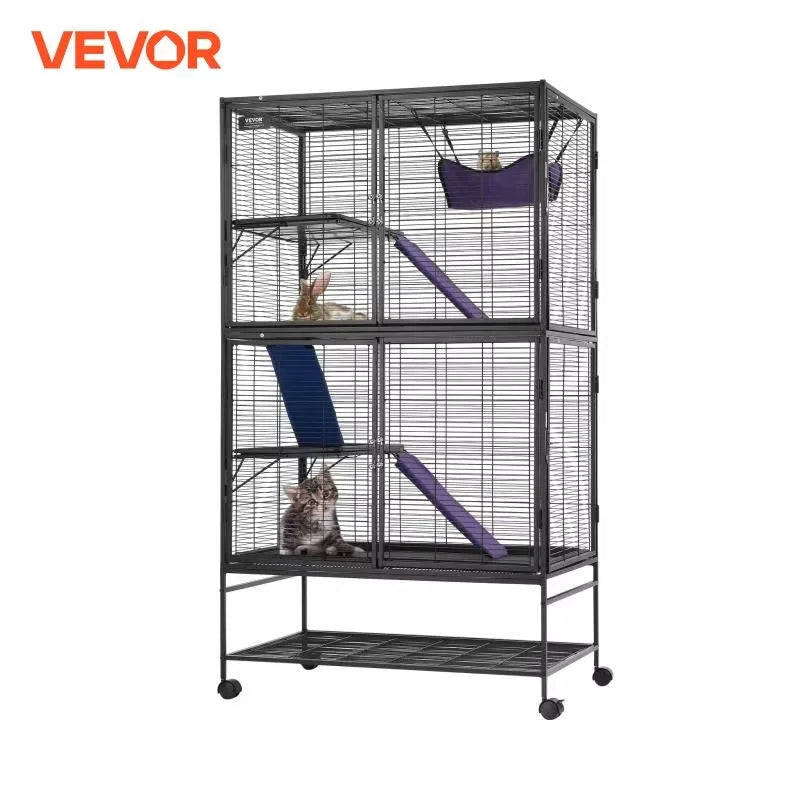64.6" Rolling Metal Large 4-Tier Small Animal Cage