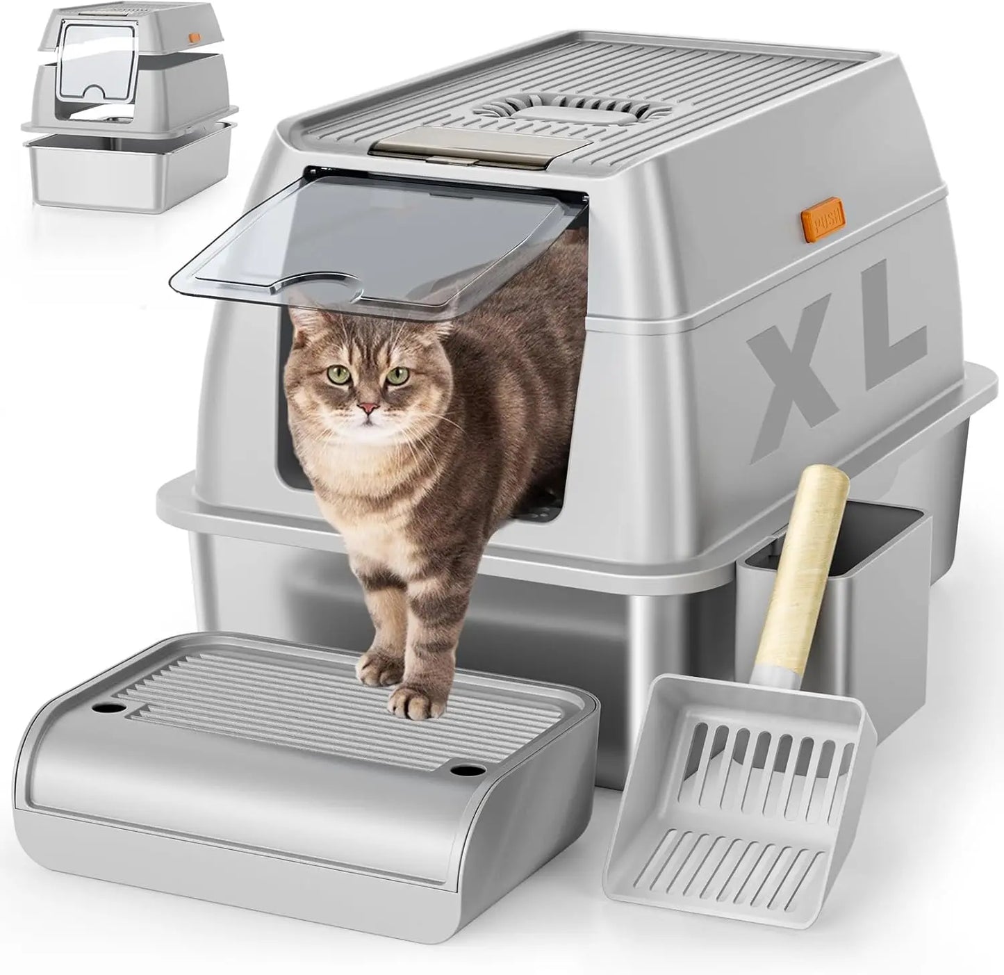 Steel Cat Litter Box with Lid