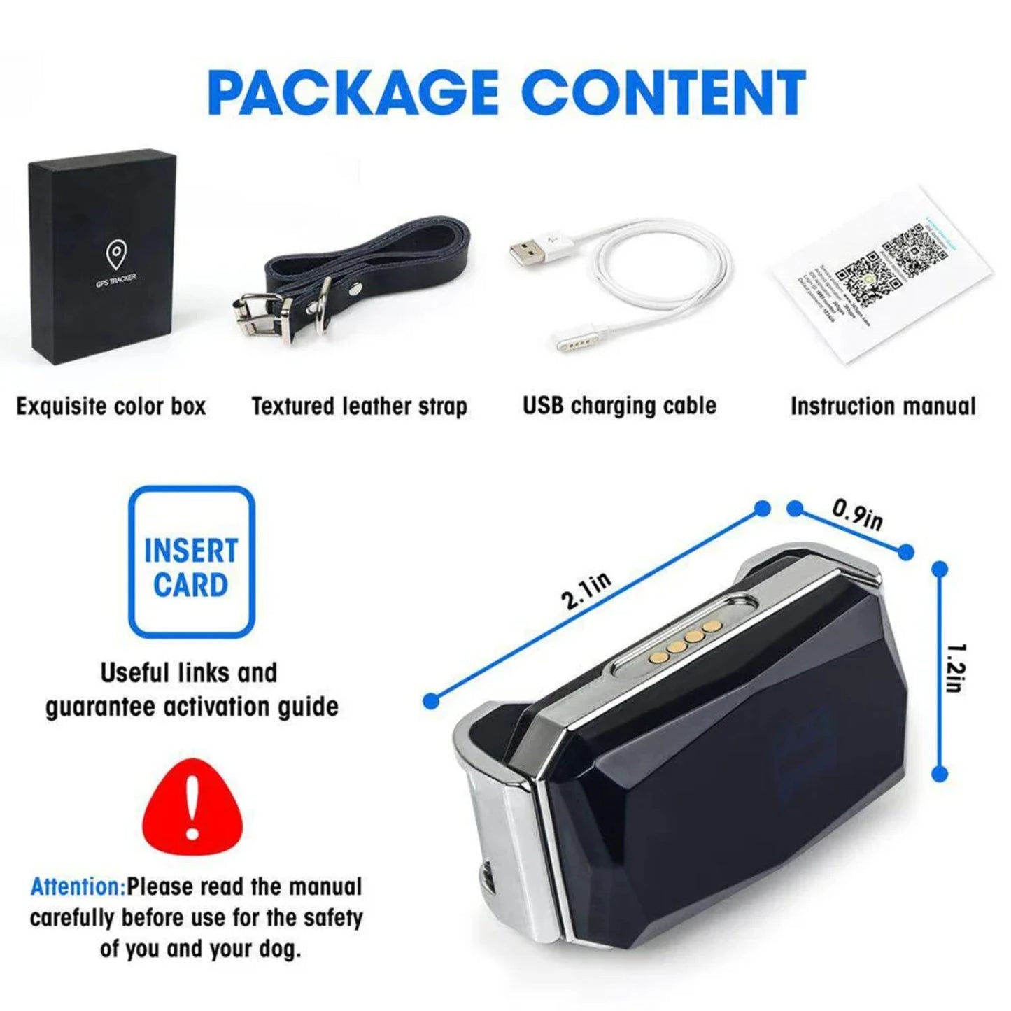 GPS Tracker IP67 Waterproof USB Charging Dog Collar
