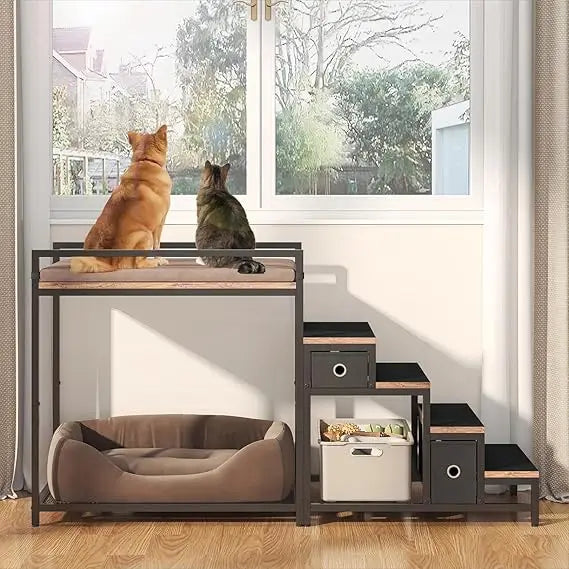 Bunk Bed with Stairs and Storage, Dogs/Cats Window Perch