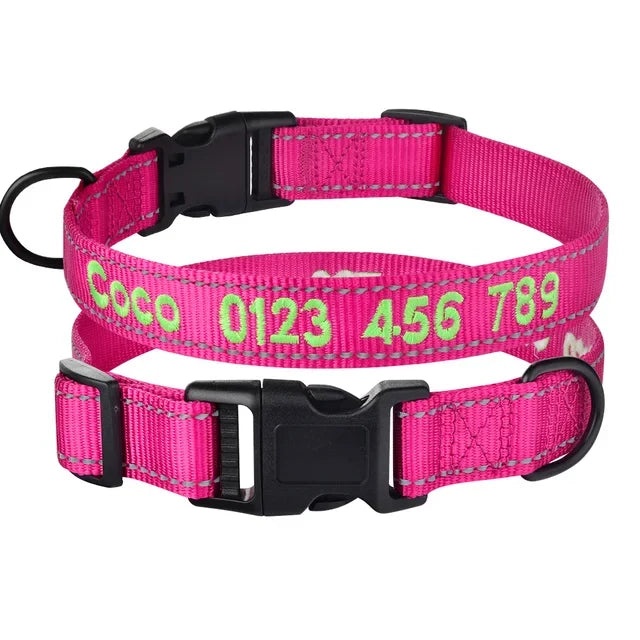 Nylon Dog Collar Personalized Embroidered ID Collars