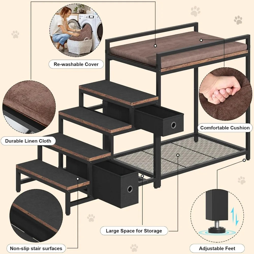 Bunk Bed with Stairs and Storage, Dogs/Cats Window Perch