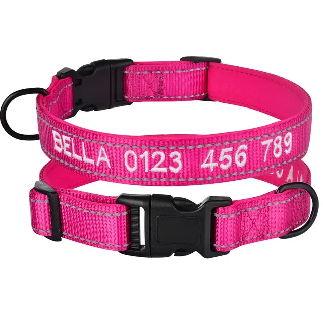 Nylon Dog Collar Personalized Embroidered ID Collars