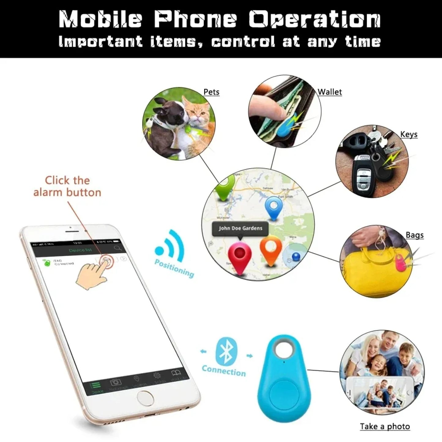 GPS Tracker Mini Anti-Lost Bluetooth Locator Tracer