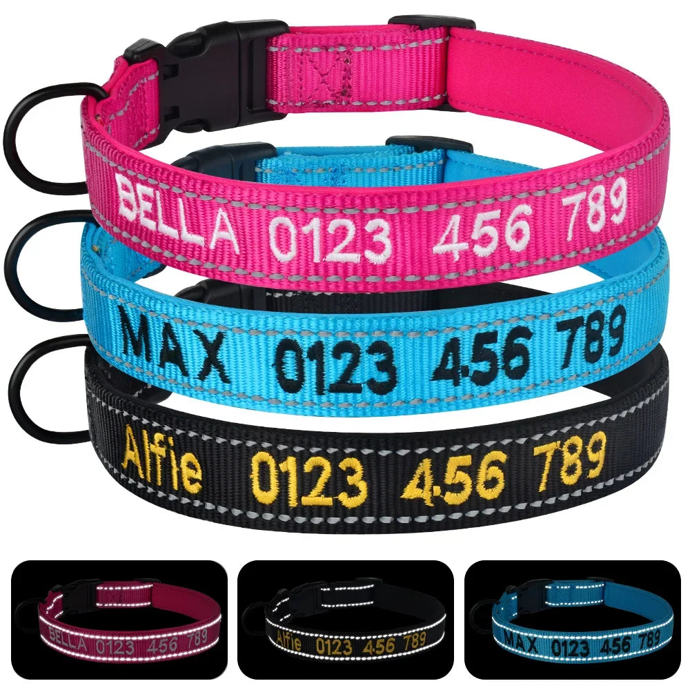 Nylon Dog Collar Personalized Embroidered ID Collars