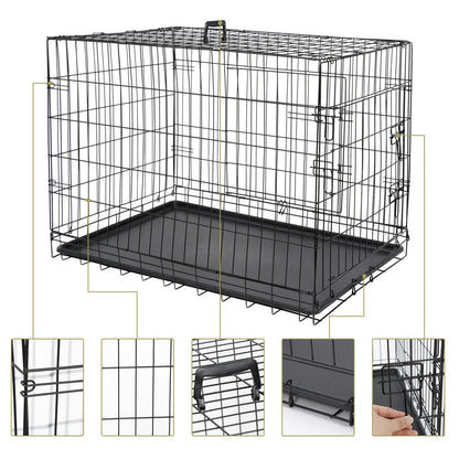 30" 36" 42" Dog Crate Kennel Folding Metal 2 Door