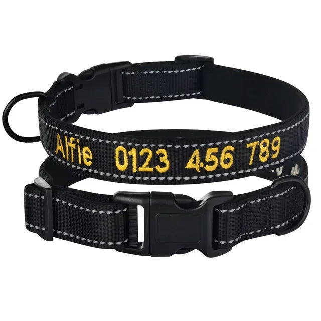 Nylon Dog Collar Personalized Embroidered ID Collars