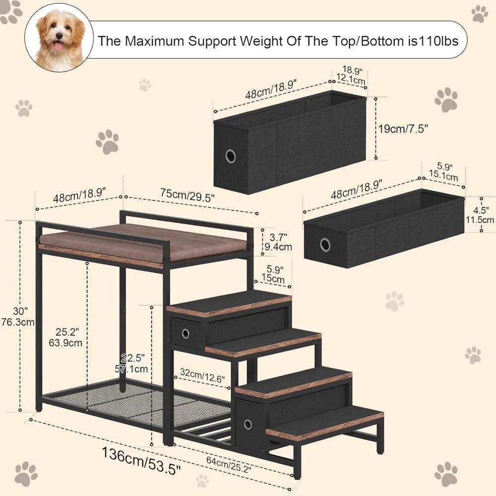 Bunk Bed with Stairs and Storage, Dogs/Cats Window Perch