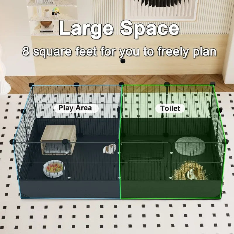 Guinea Pig Playpen with 14 Panels & Divided Room