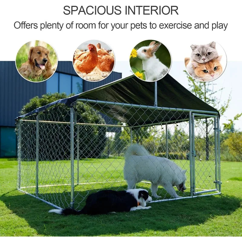 Outdoor Heavy Duty Dog Kennel Steel Fence (6.56‘x 6.56’)