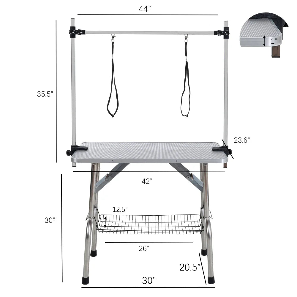 42" Folding Pet Grooming Table Stainless Steel Frame