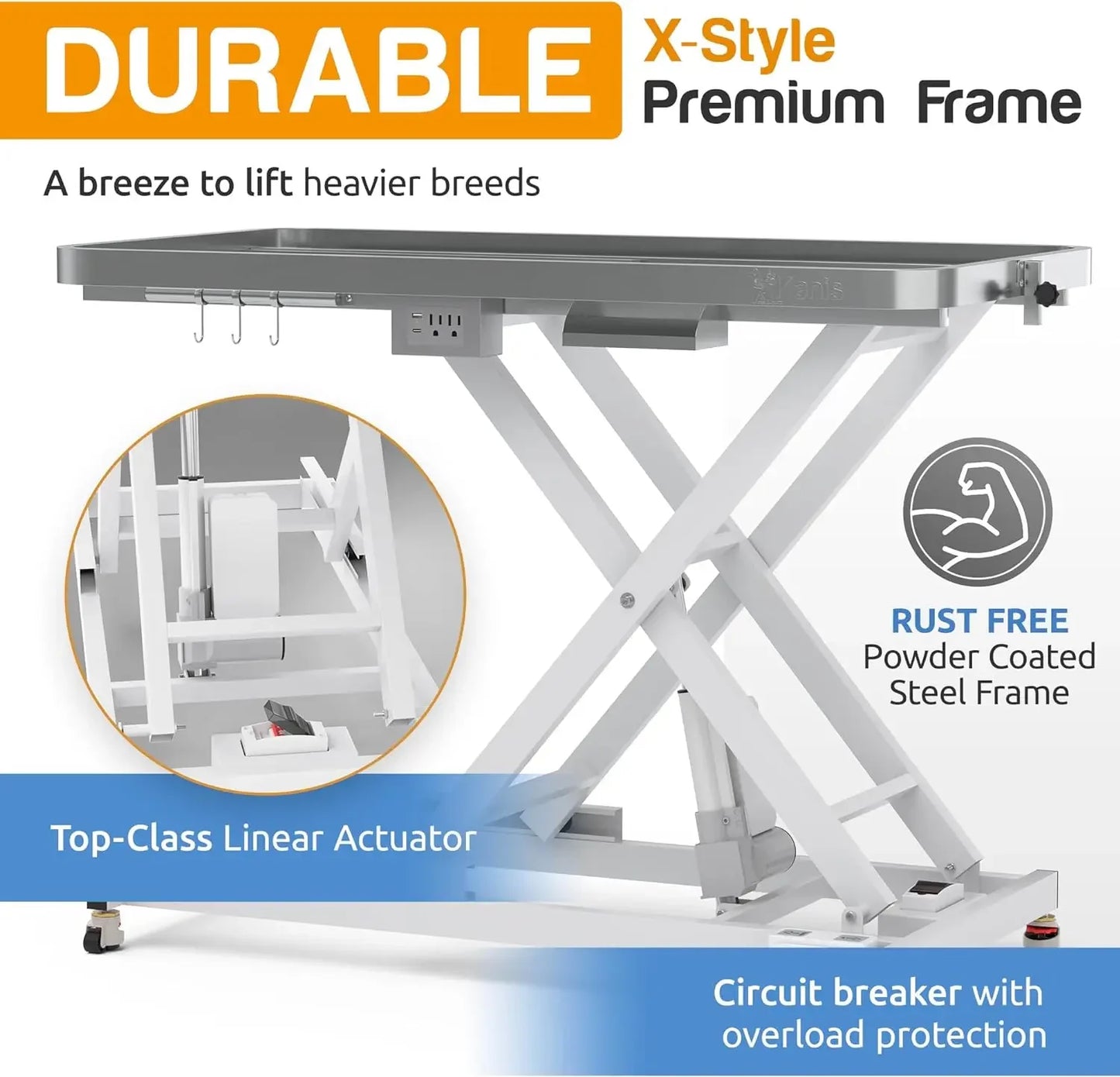 49" Professional Electric Heavy Duty, Height Adjustable Grooming Table
