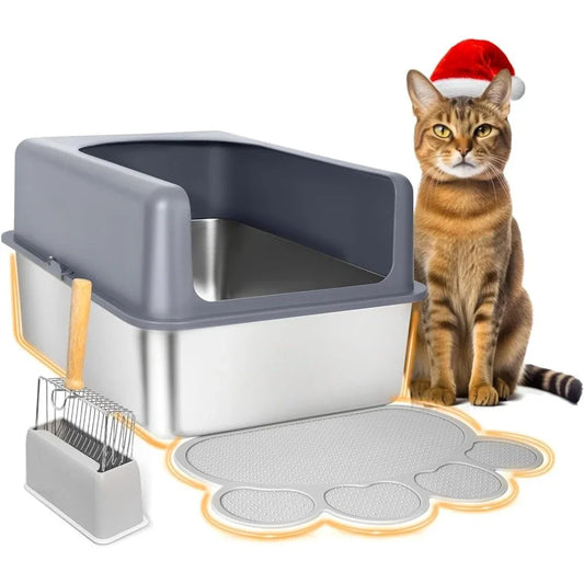 Stainless Steel Litter Box With Lid High Sided