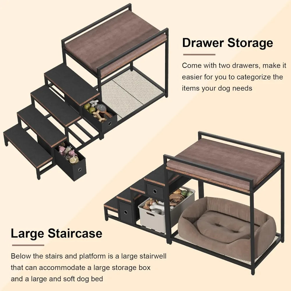Bunk Bed with Stairs and Storage, Dogs/Cats Window Perch