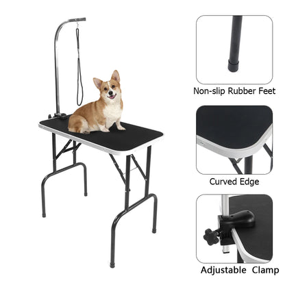 Foldable Grooming Table with Adjustable Arm  32x18x30 Inch