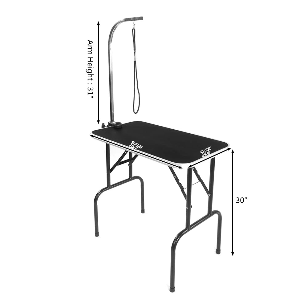 Foldable Grooming Table with Adjustable Arm  32x18x30 Inch