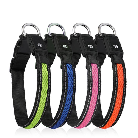 Nylon Dog Collar Flash Night Safety LED Glow