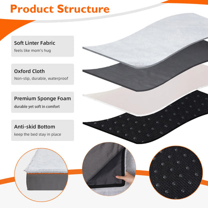 Pet Bed Padded Orthopedic Foam Cushion Pillow