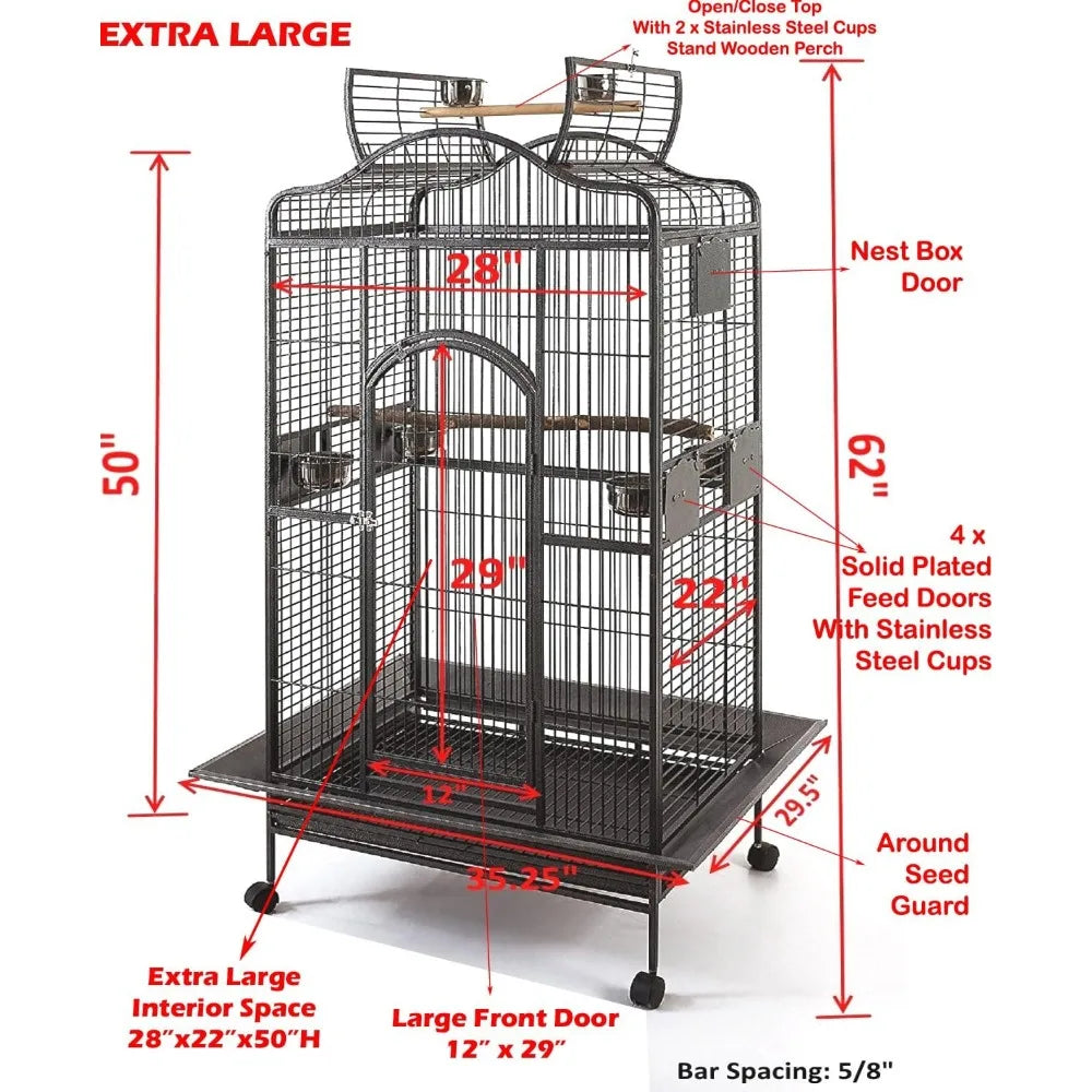 Large Open/Close Play Top Parrot Cage