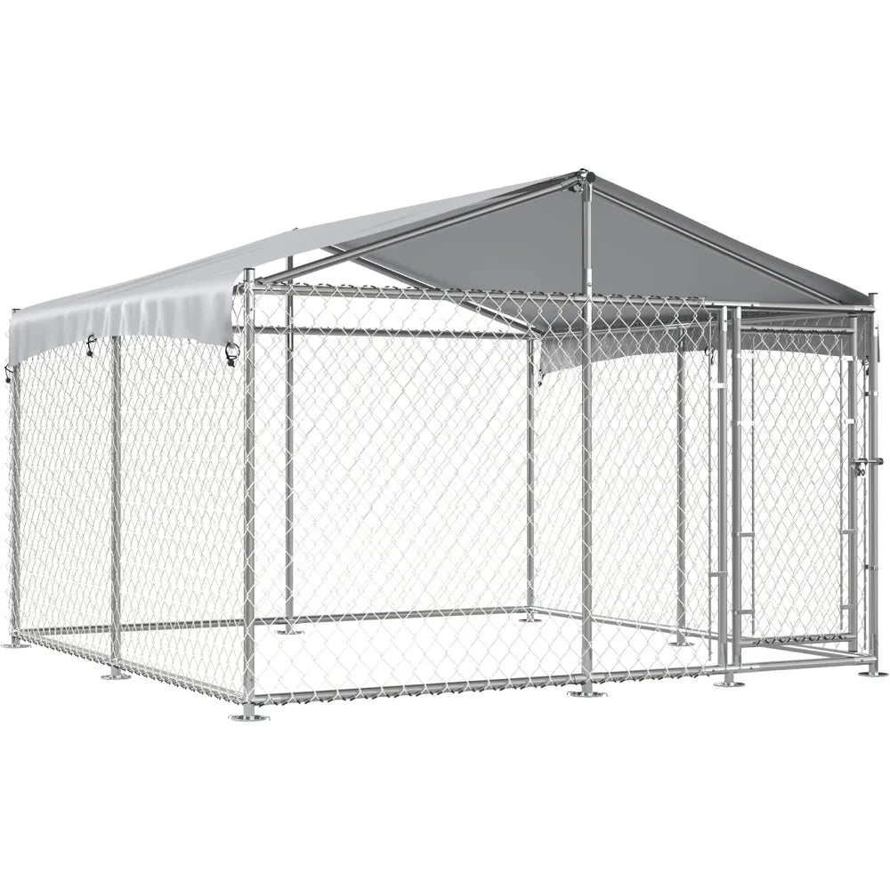 10' x 10' x 7.5' Large Dog Kennel, Outdoor Pen with Roof