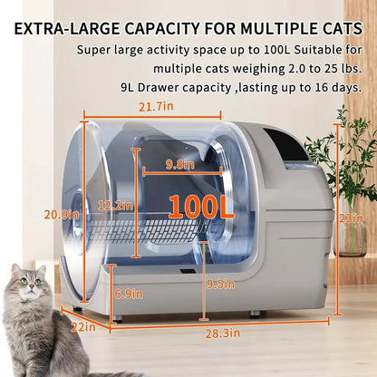 Automatic Cat Litter Box Self Cleaning 100L Extra Large