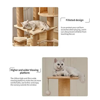 Real Wood Cat Tree Tower Condo