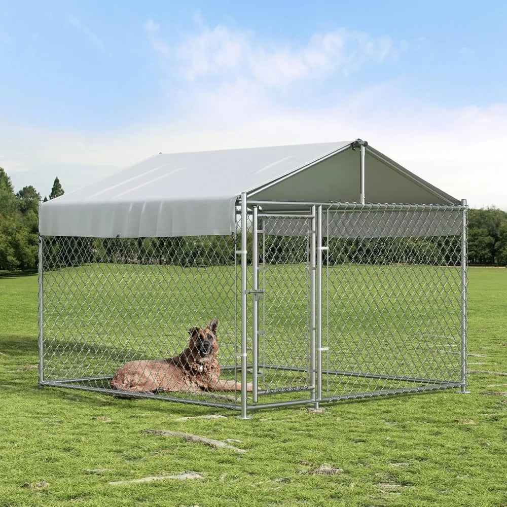 10' x 10' x 7.5' Large Dog Kennel, Outdoor Pen with Roof