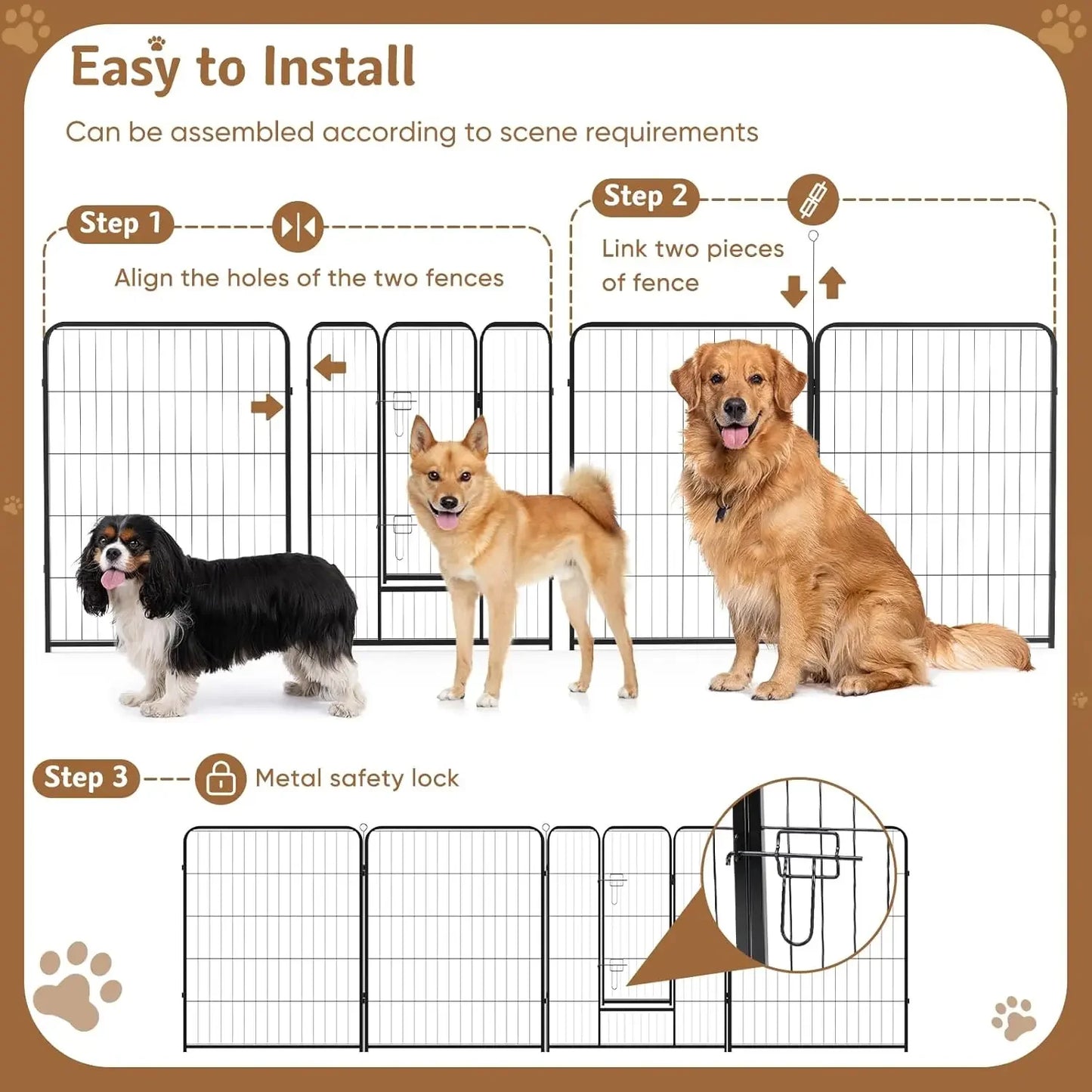 Indoor/Outdoor 16 Panel 40" Height Metal Pen with Door