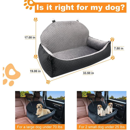 Car Seat Bed for Large/Medium Dogs or 2 Small