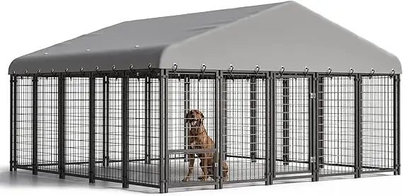 10X10FT Large Heavy-Duty Outdoor Dog Cage with Roof