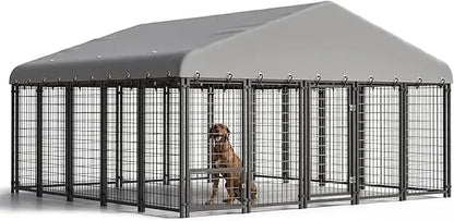 10X10FT Large Heavy-Duty Outdoor Dog Cage with Roof