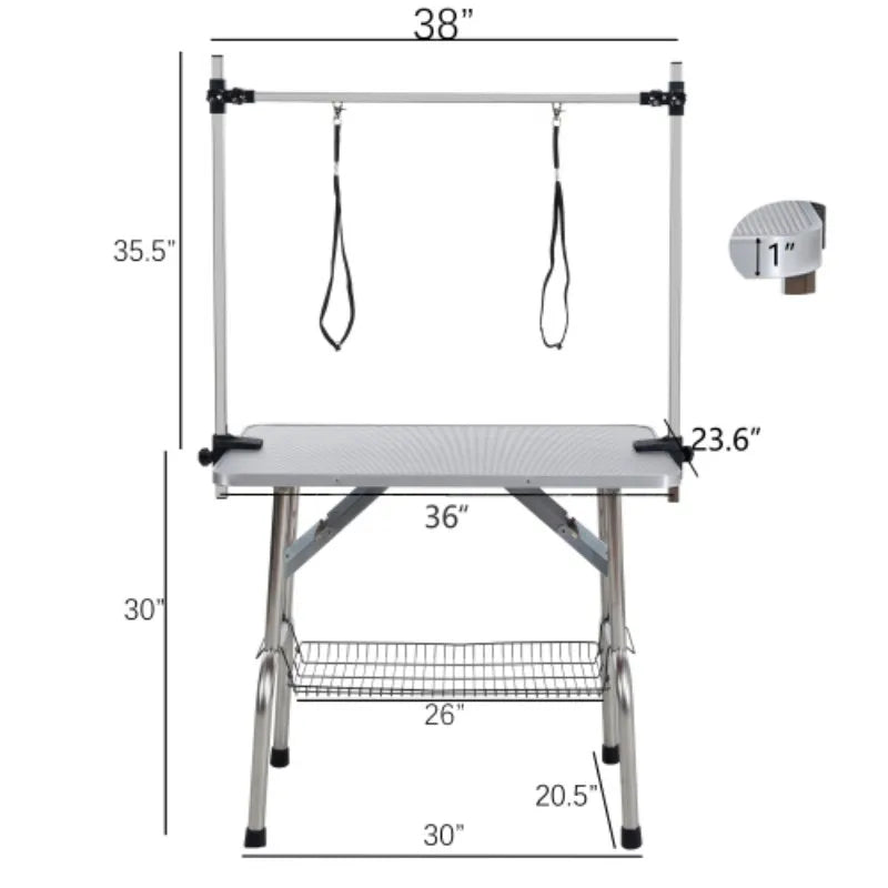 36" Folding Pet Grooming Table Stainless Steel