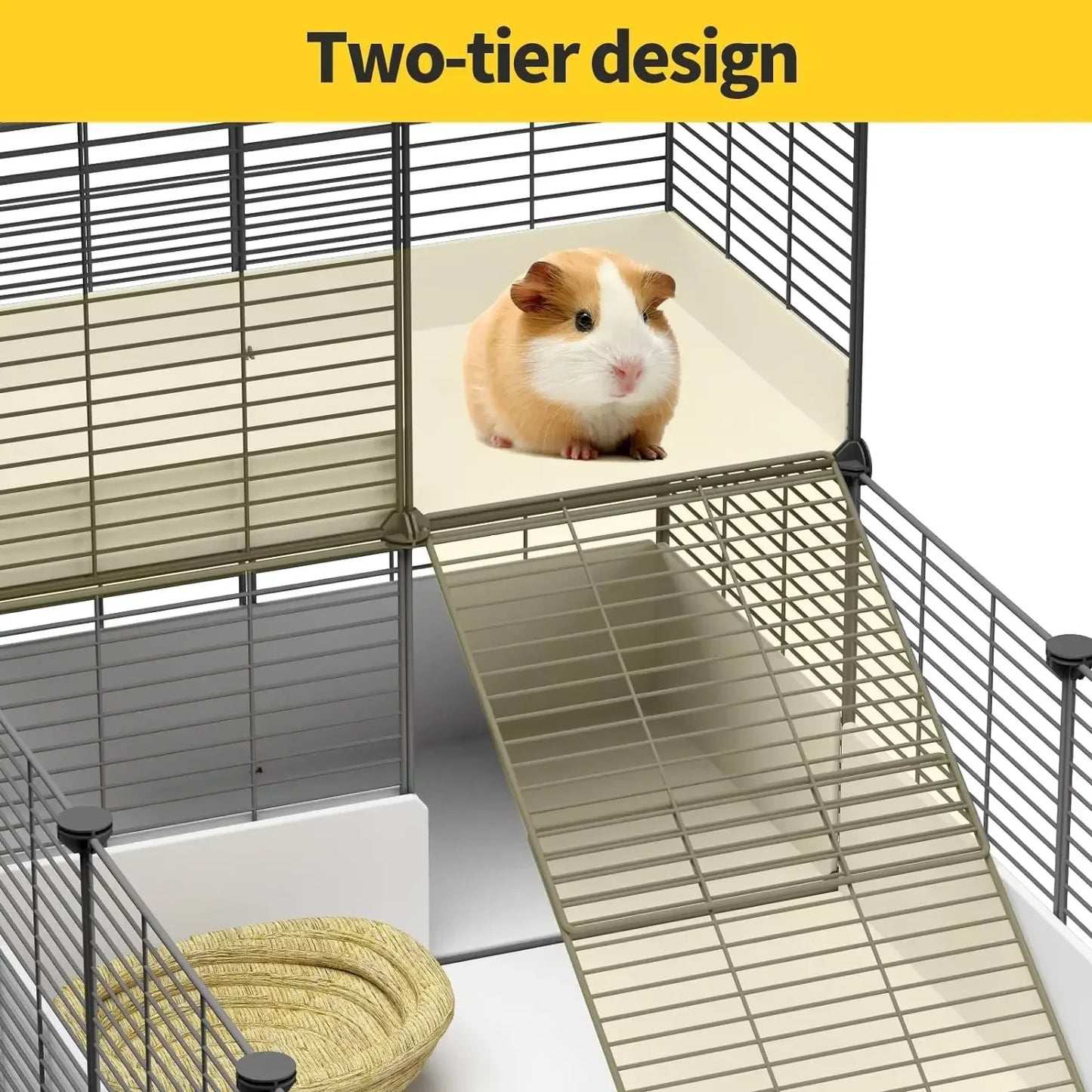 Habitat Cage with Waterproof Plastic Bottom for Small Pet