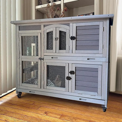 Rabbit Hutch Indoor Outdoor Cage on Wheels