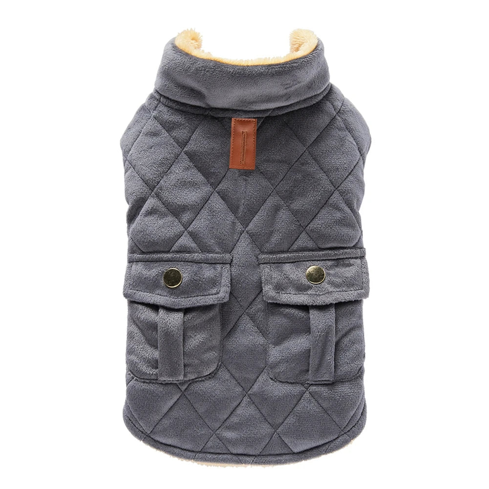 Winter plush checkered double bag coat dog jacket