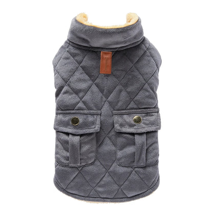 Winter plush checkered double bag coat dog jacket