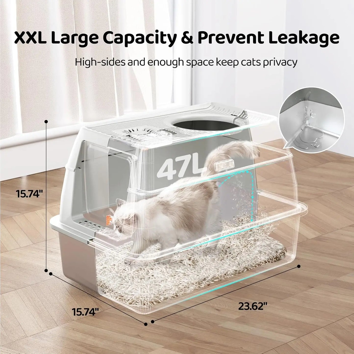 Stainless Steel Cat Litter Box with Lid