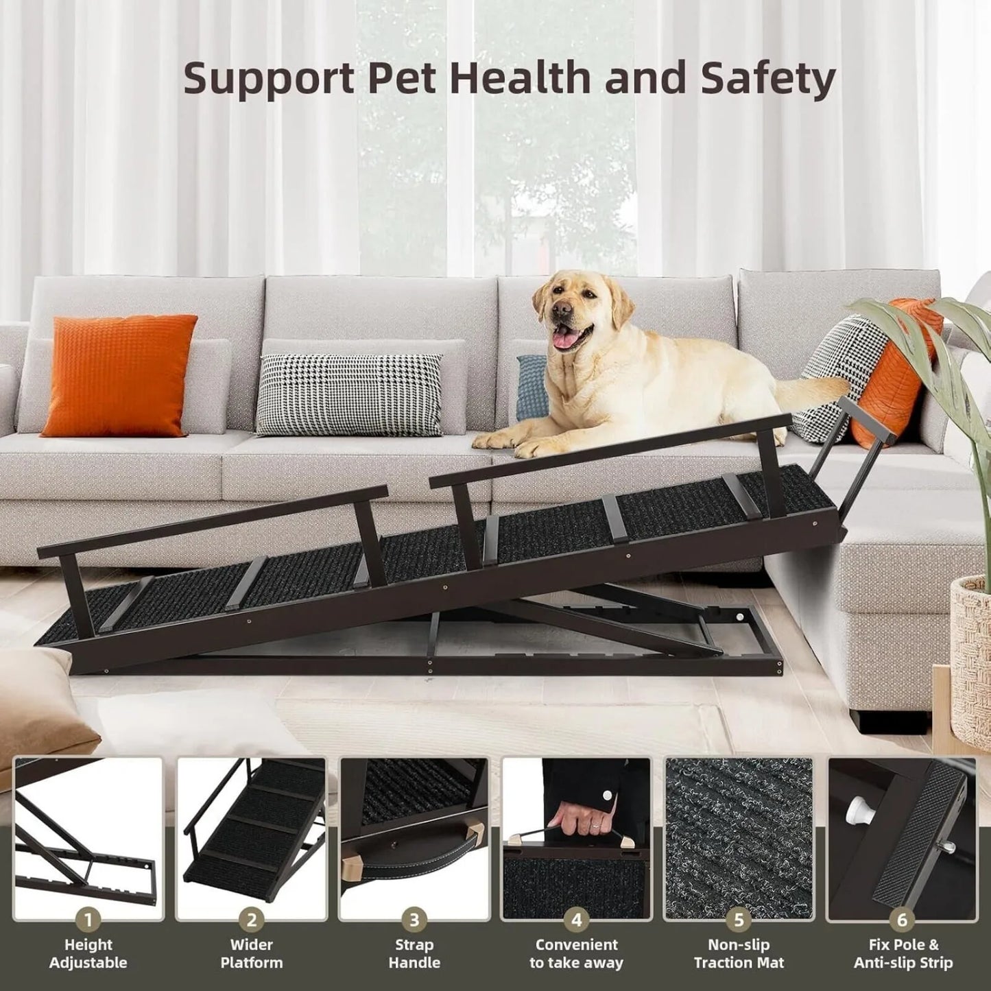 Pet Ramp Folding Portable Wooden Dog & Cat