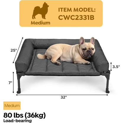 Cooling Elevated Dog Bed + Waterproof Removable Pillow-Top