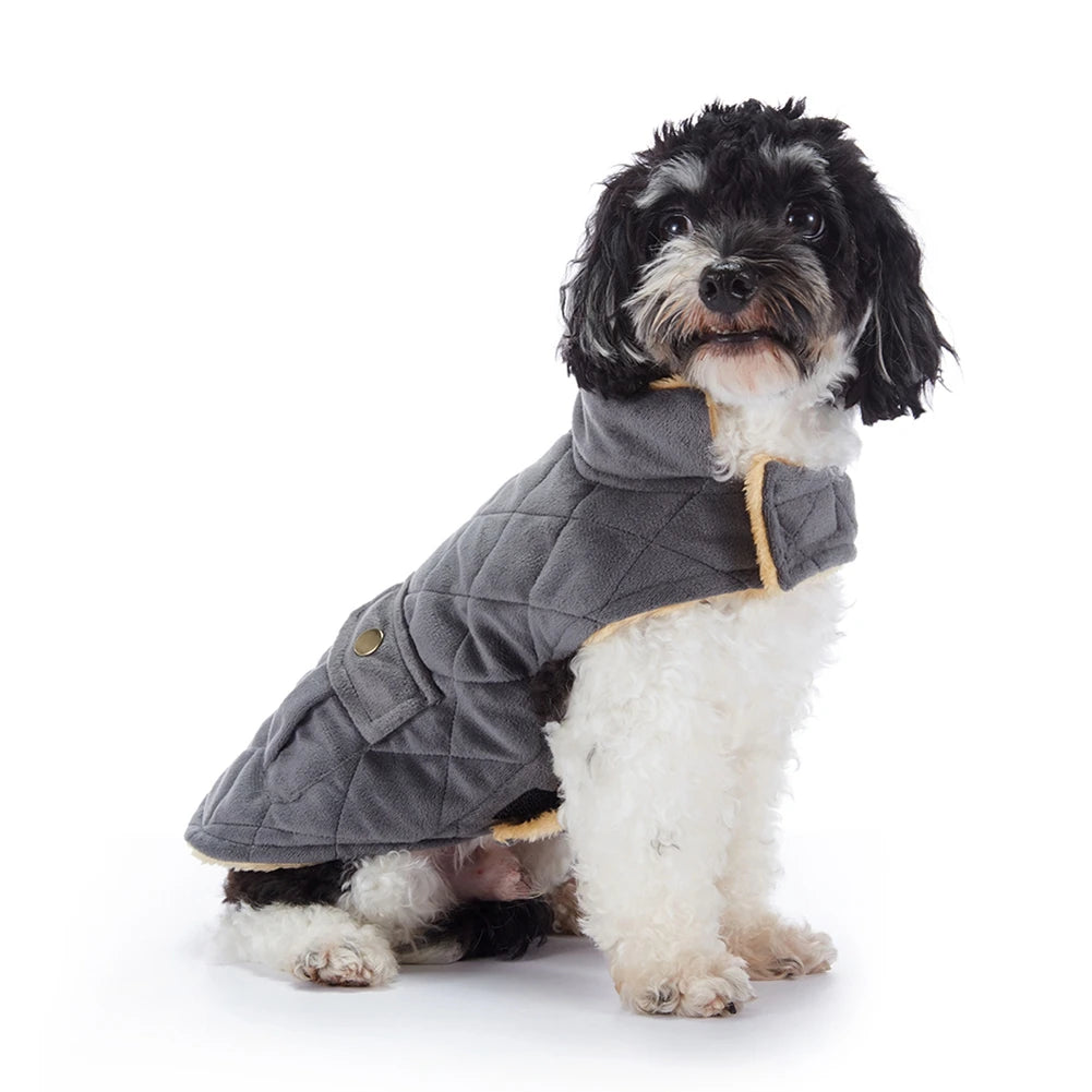 Winter plush checkered double bag coat dog jacket