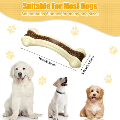 6 Pcs Dog Meal Toys  Beef Flavor Bones