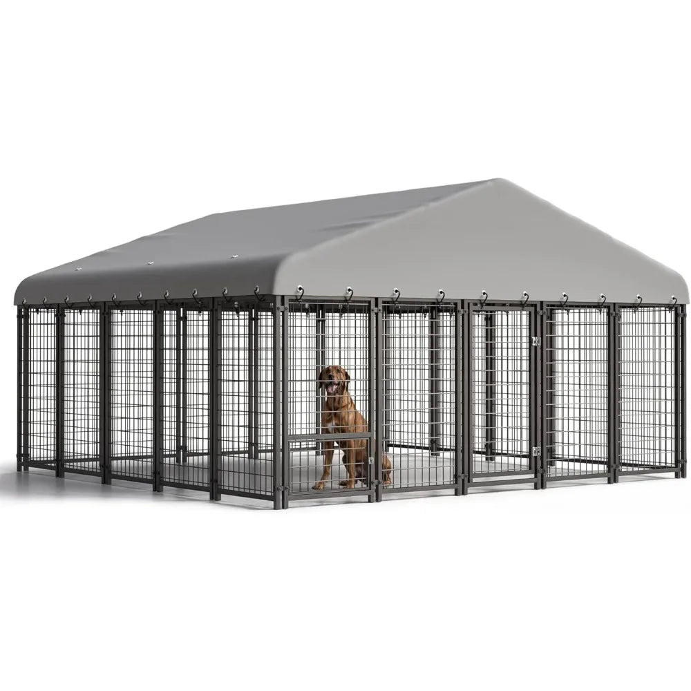 10X10FT Large Heavy-Duty Outdoor Dog Cage with Roof